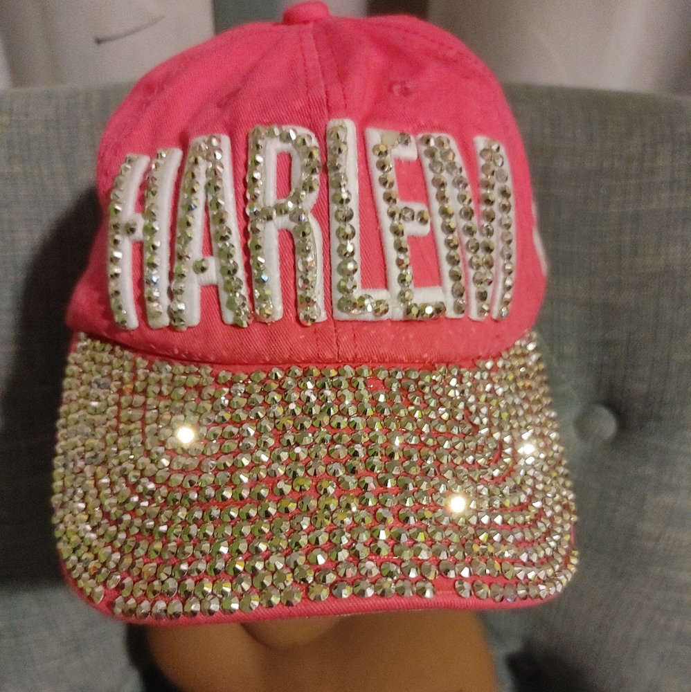 HARLEM Pink Fitted Hat with jewels